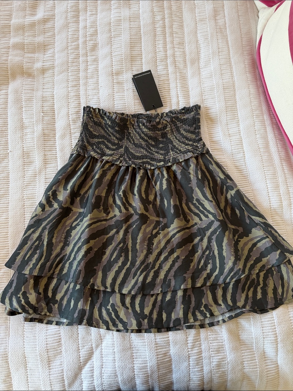Rails Olive & Black Zebra-Print Smocked Circle Skirt